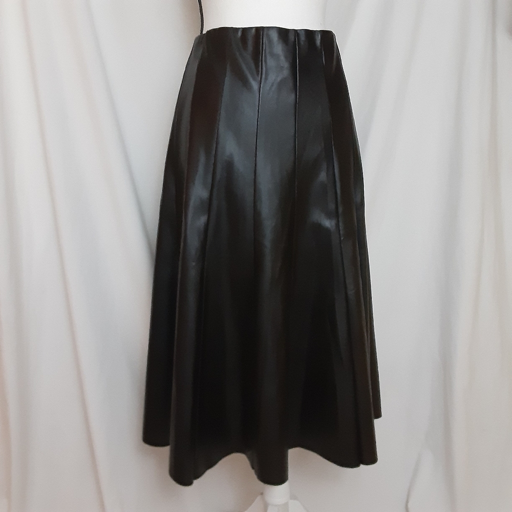 Eloquii Faux Leather Black Pleated Skirt - Picture 5 of 10